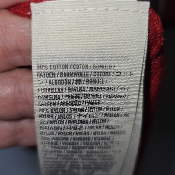 Abercrombie & Fitch Red Ruffle Frill Cardigan Size Large Pockets - Picture 4 of 6